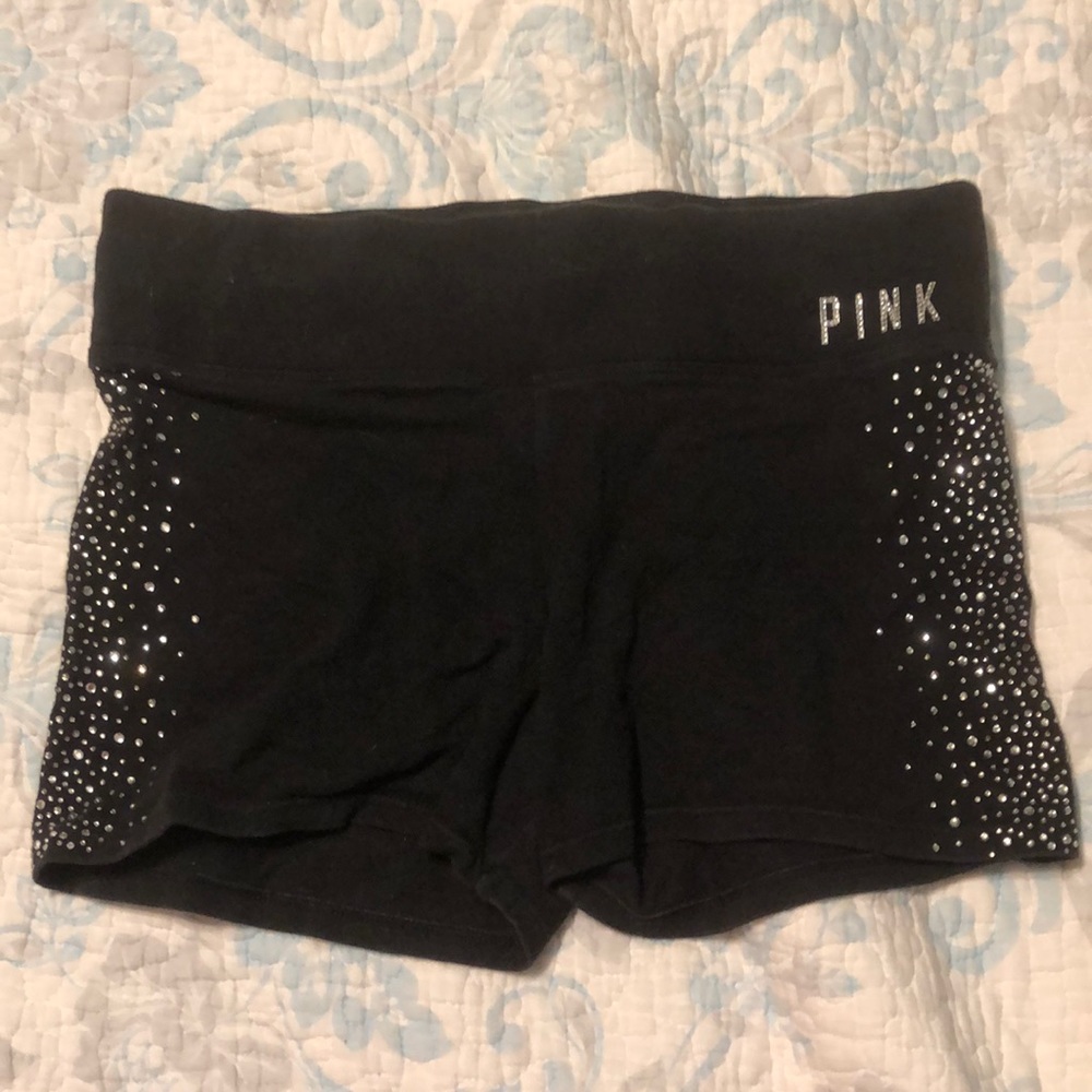 rhinestone black yoga shorts